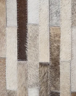 Tapete Em Pele Genuina Castanha E Creme 140 X 200 Cm Sinneli