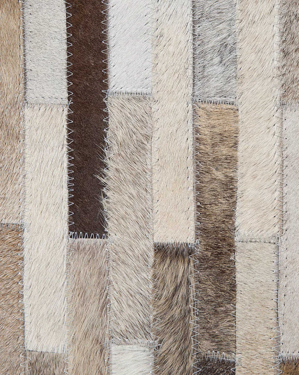 Tapete Em Pele Genuina Castanha E Creme 140 X 200 Cm Sinneli