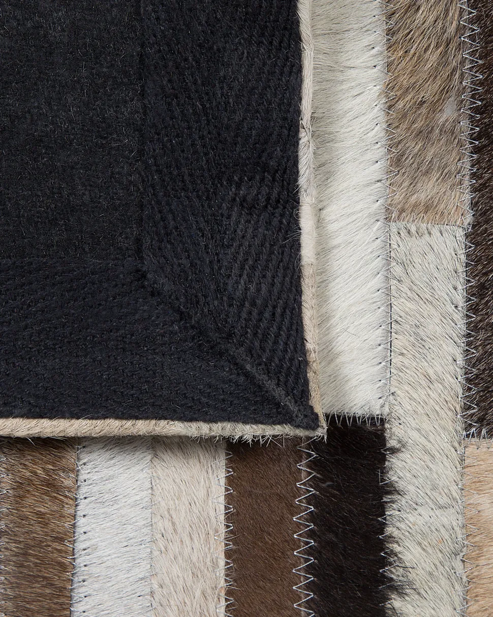 Tapete Em Pele Genuina Castanha E Creme 140 X 200 Cm Sinneli