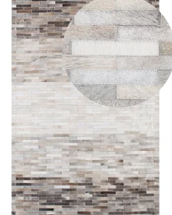 Tapete Em Pele Genuina Castanha E Cinzenta 140 X 200 Cm Sinneli