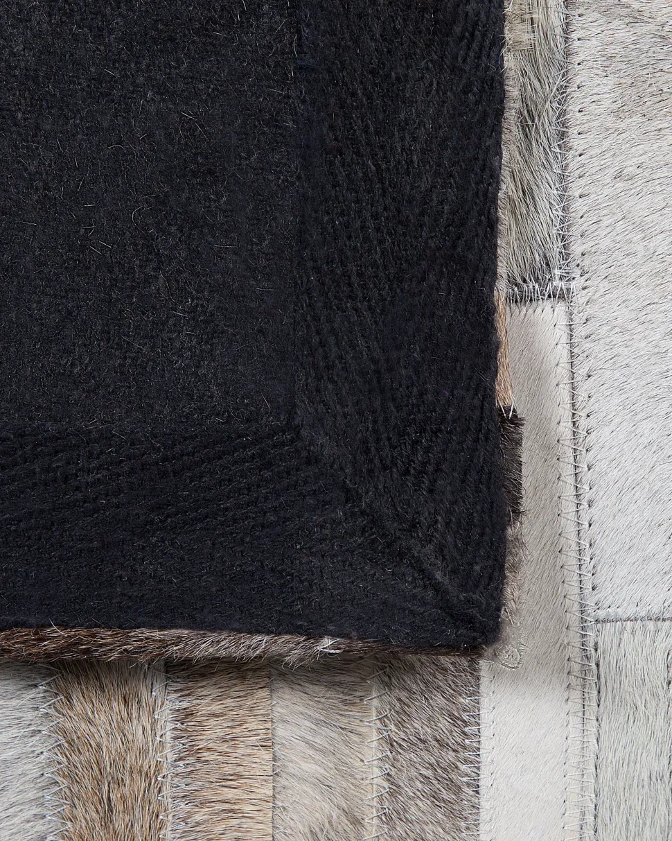 Tapete Em Pele Genuina Castanha E Cinzenta 140 X 200 Cm Sinneli