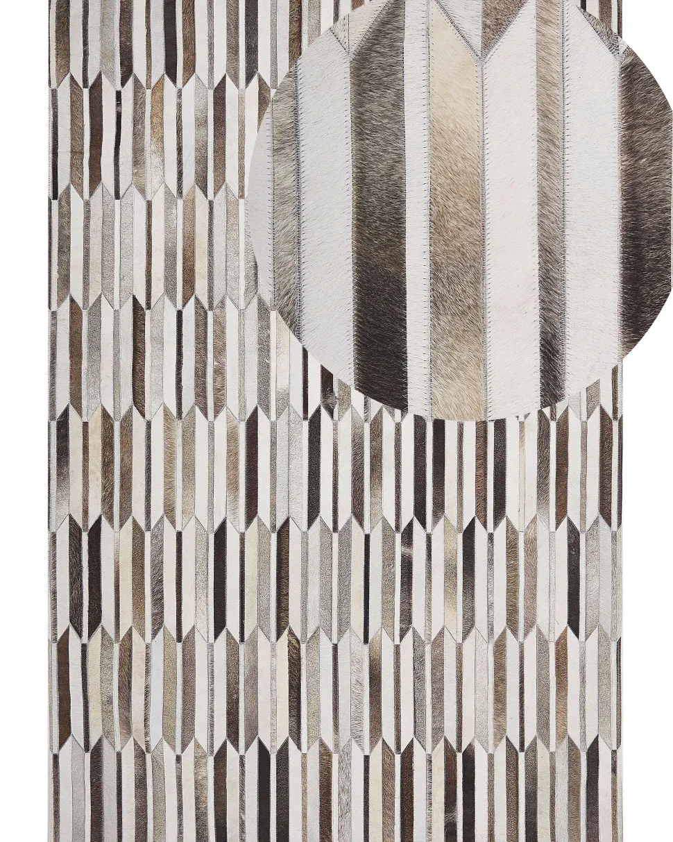 Tapete Em Pele Genuina Castanha E Creme 160 X 230 Cm Kulalar