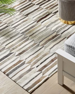 Tapete Em Pele Genuina Castanha E Creme 160 X 230 Cm Kulalar