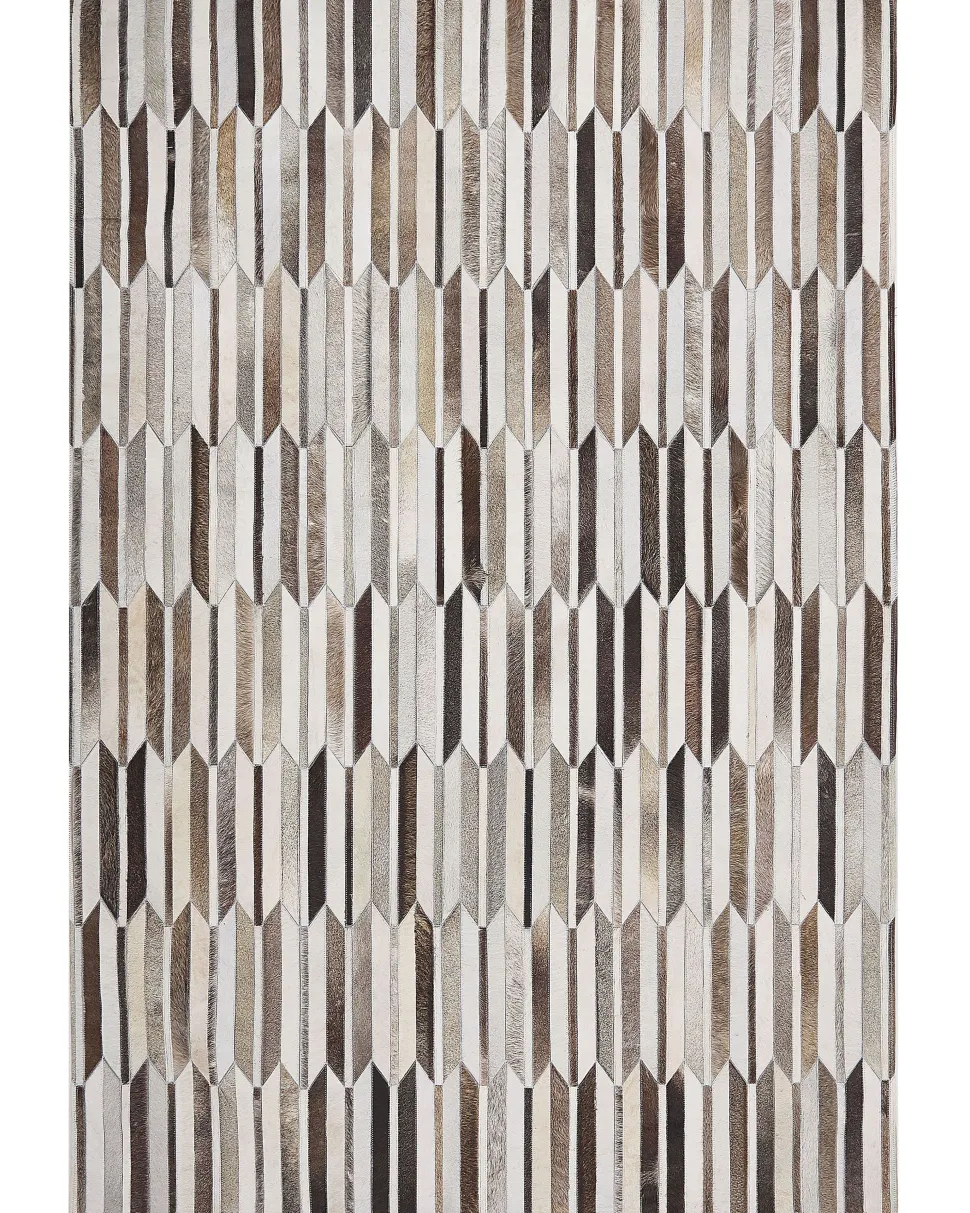 Tapete Em Pele Genuina Castanha E Creme 160 X 230 Cm Kulalar