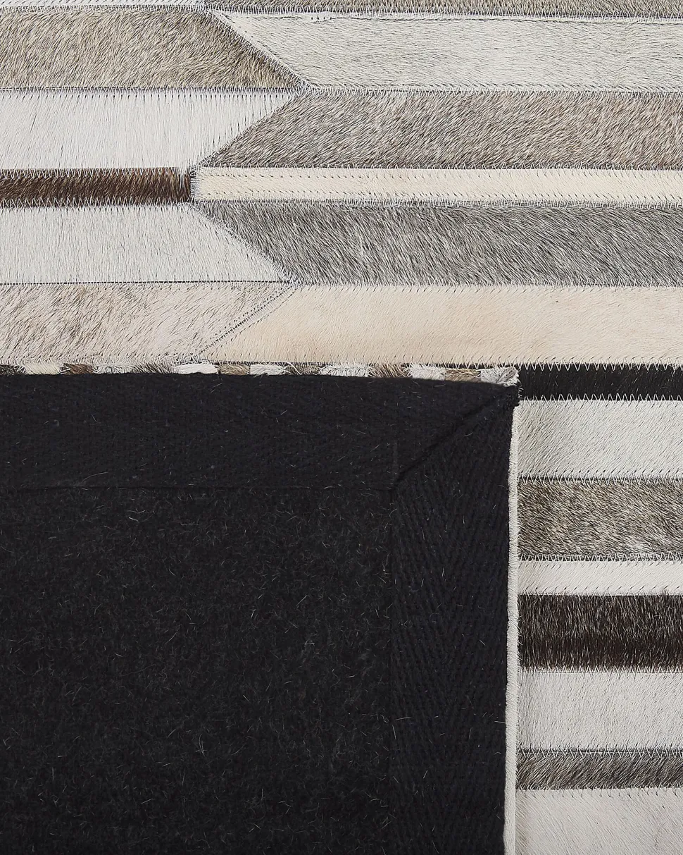 Tapete Em Pele Genuina Castanha E Creme 160 X 230 Cm Kulalar