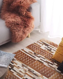 Tapete Em Pele Genuina Castanha 160 X 230 Cm Herekli