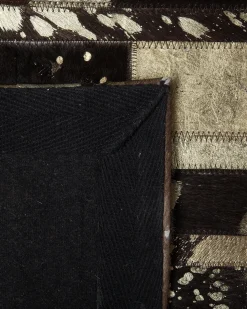 Tapete Em Pele Genuina Castanha E Dourada 160 X 230 Cm Artvin