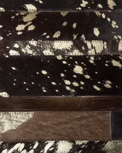 Tapete Em Pele Genuina Castanha E Dourada 160 X 230 Cm Artvin