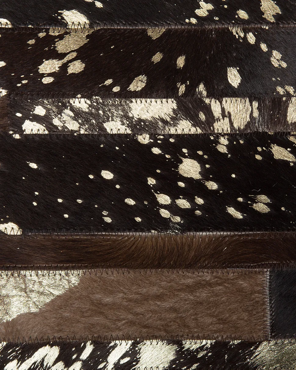 Tapete Em Pele Genuina Castanha E Dourada 160 X 230 Cm Artvin