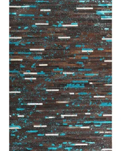 Tapete Em Pele Genuina Castanha E Azul 160 X 230 Cm Kisir