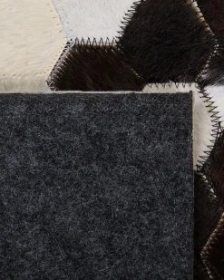 Tapete Em Pele Genuina Castanha E Creme 160 X 230 Cm Eyim