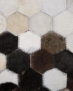 Tapete Em Pele Genuina Castanha E Creme 160 X 230 Cm Eyim