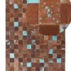 Tapete Em Pele Genuina Castanha E Azul 160 X 230 Cm Aliaga