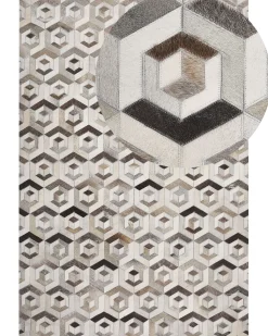 Tapete Em Pele Genuina Castanha E Creme 160 X 230 Cm Tavak