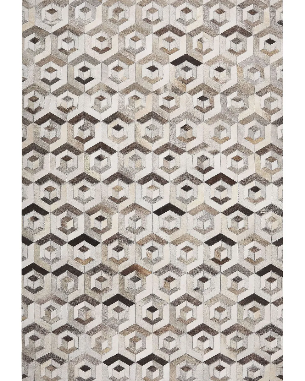 Tapete Em Pele Genuina Castanha E Creme 160 X 230 Cm Tavak