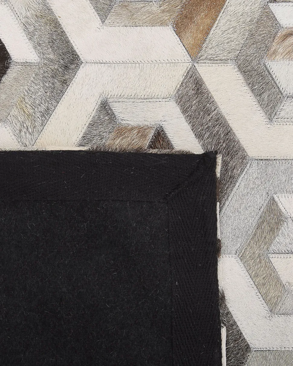 Tapete Em Pele Genuina Castanha E Creme 160 X 230 Cm Tavak