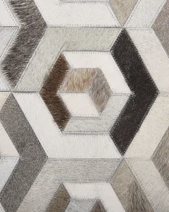 Tapete Em Pele Genuina Castanha E Creme 160 X 230 Cm Tavak