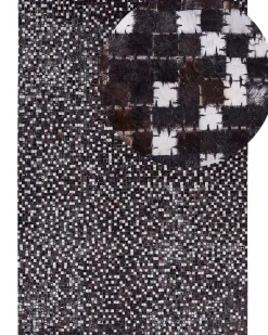 Tapete Em Pele Genuina Castanha E Prateada 160 X 230 Cm Akkese