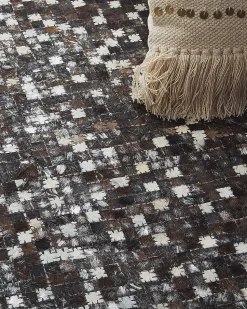 Tapete Em Pele Genuina Castanha E Prateada 160 X 230 Cm Akkese