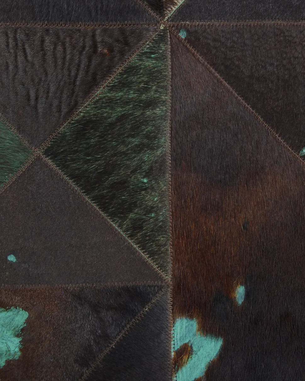 Tapete Em Pele Genuina Castanha E Azul Turquesa 160 X 230 Cm Atalan