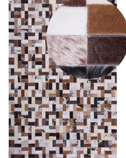 Tapete Em Pele Genuina Castanha E Creme 160 X 230 Cm Cesme
