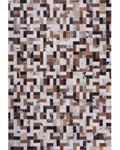 Tapete Em Pele Genuina Castanha E Creme 160 X 230 Cm Cesme