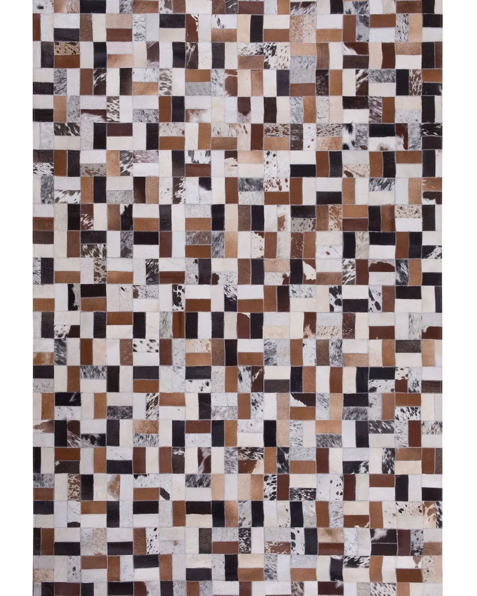 Tapete Em Pele Genuina Castanha E Creme 160 X 230 Cm Cesme