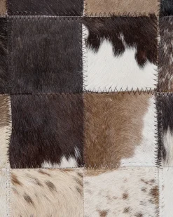 Tapete Em Pele Genuina Castanha E Creme 160 X 230 Cm Okculu