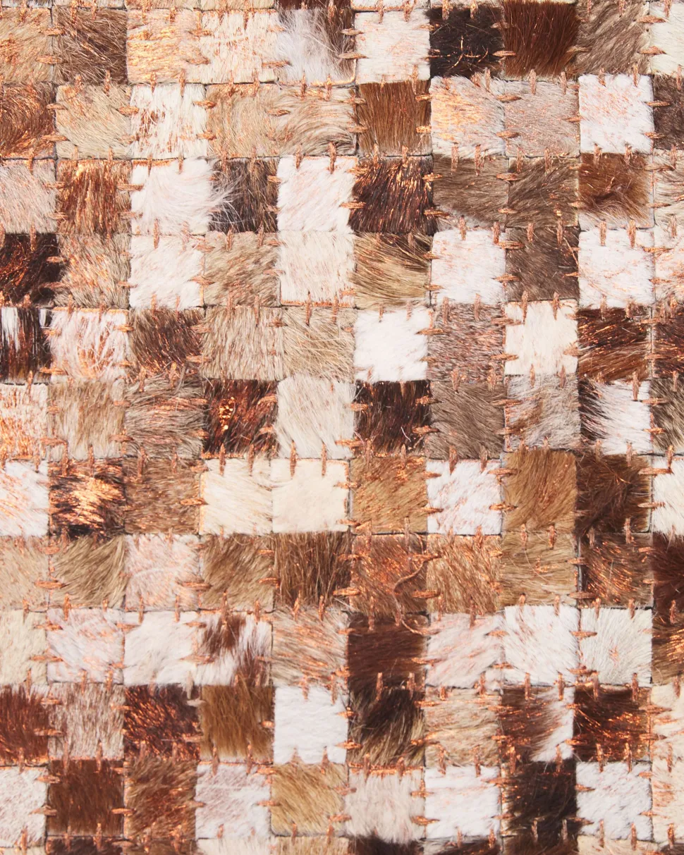 Tapete Em Pele Genuina Castanha E Creme 160 X 230 Cm Torul