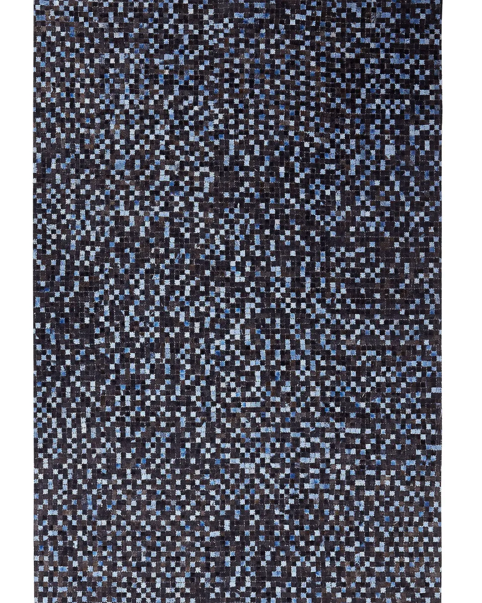 Tapete Em Pele Genuina Castanha E Azul 160 X 230 Cm Ikisu