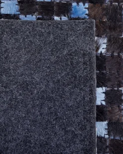 Tapete Em Pele Genuina Castanha E Azul 160 X 230 Cm Ikisu