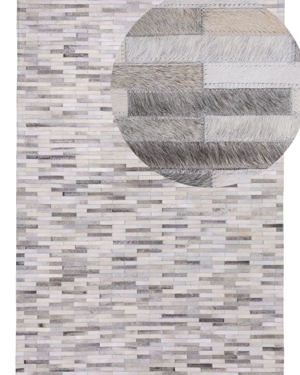Tapete Em Pele Genuina Cinzenta 160 X 230 Cm Ahilli