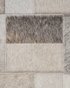 Tapete Em Pele Genuina Cinzenta E Creme 160 X 230 Cm Korfez