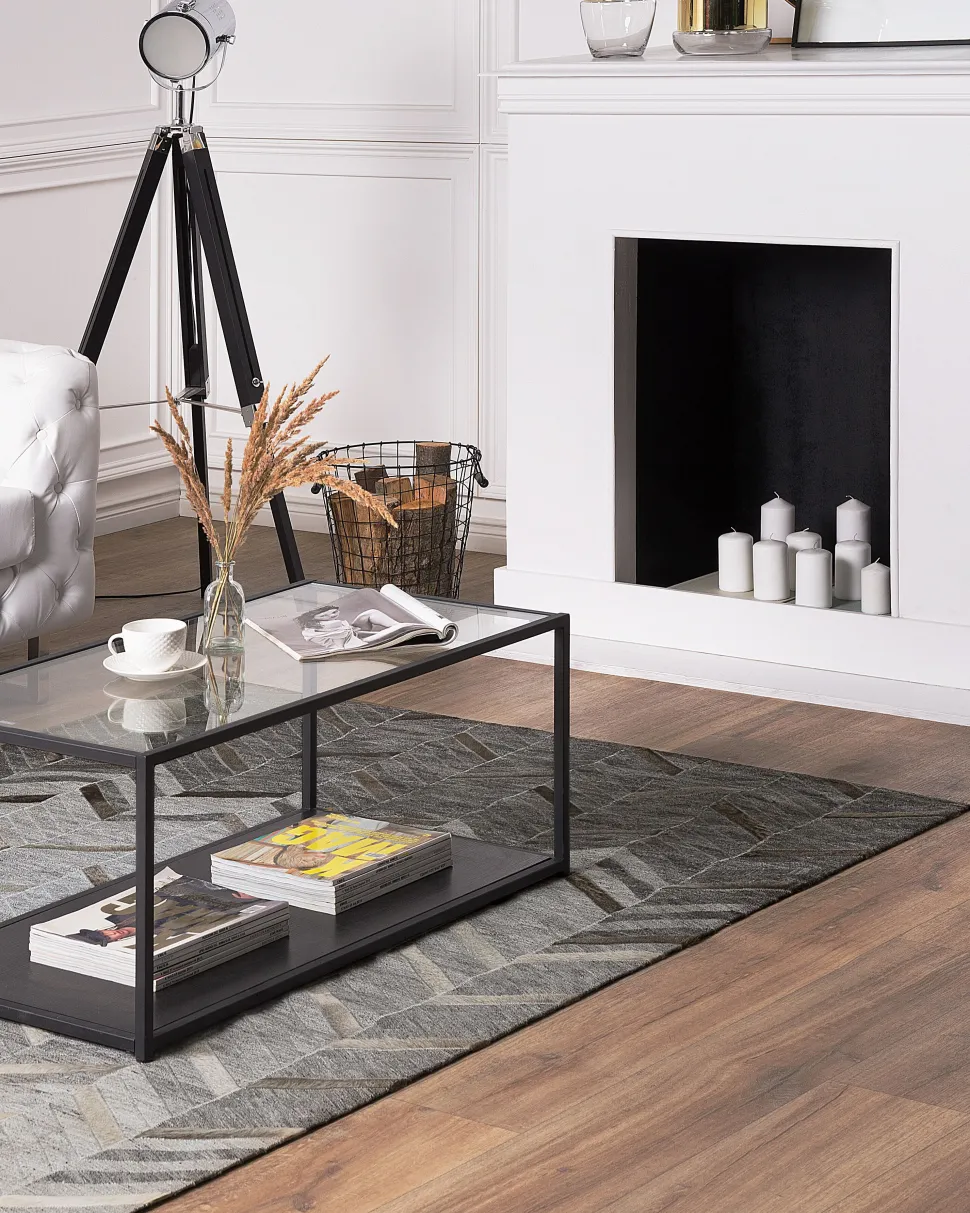 Tapete Em Pele Genuina Cinzenta 160 X 230 Cm Arkum