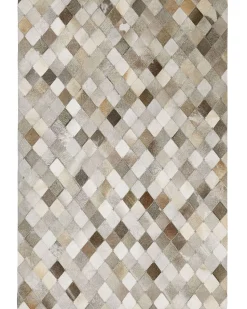 Tapete Em Pele Genuina Cinzenta E Castanha 140 X 200 Cm Banaz