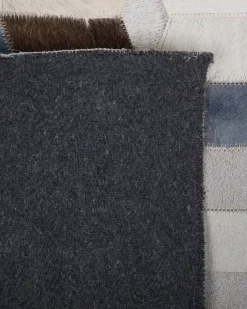 Tapete Em Pele Genuina Creme E Azul 140 X 200 Cm Gidirli