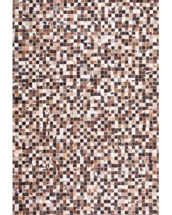 Tapete Em Pele Genuina Creme E Castanha 160 X 230 Cm Konya