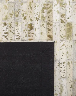 Tapete Em Pele Genuina Dourada E Creme 160 X 230 Cm Tokul