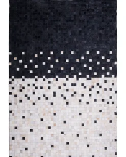 Tapete Em Pele Genuina Preta E Creme 160 X 230 Cm Erfelek