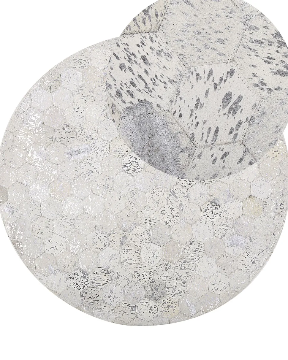 Tapete Em Pele Genuina Prateada 140 Cm Bozkoy