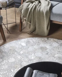 Tapete Em Pele Genuina Prateada 140 Cm Bozkoy