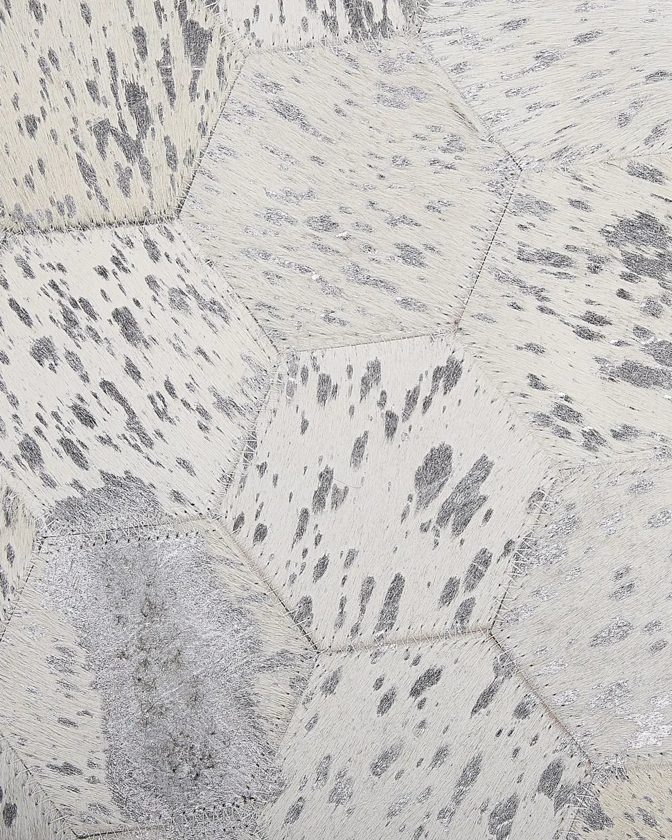 Tapete Em Pele Genuina Prateada 140 Cm Bozkoy