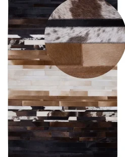 Tapete Em Pele Genuina Preta E Creme 160 X 230 Cm Dalyan