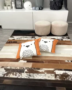 Tapete Em Pele Genuina Preta E Creme 160 X 230 Cm Dalyan
