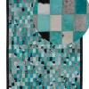 Tapete Em Pele Genuina Turquesa E Cinzenta 160 X 230 Cm Nikfer