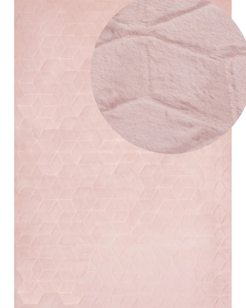 Tapete Em Pele Sintetica De Coelho Rosa 160 X 230 Cm Thatta