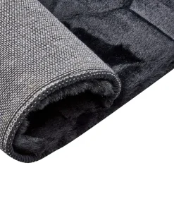 Tapete Em Pele Sintetica De Coelho Preta 160 X 230 Cm Thatta