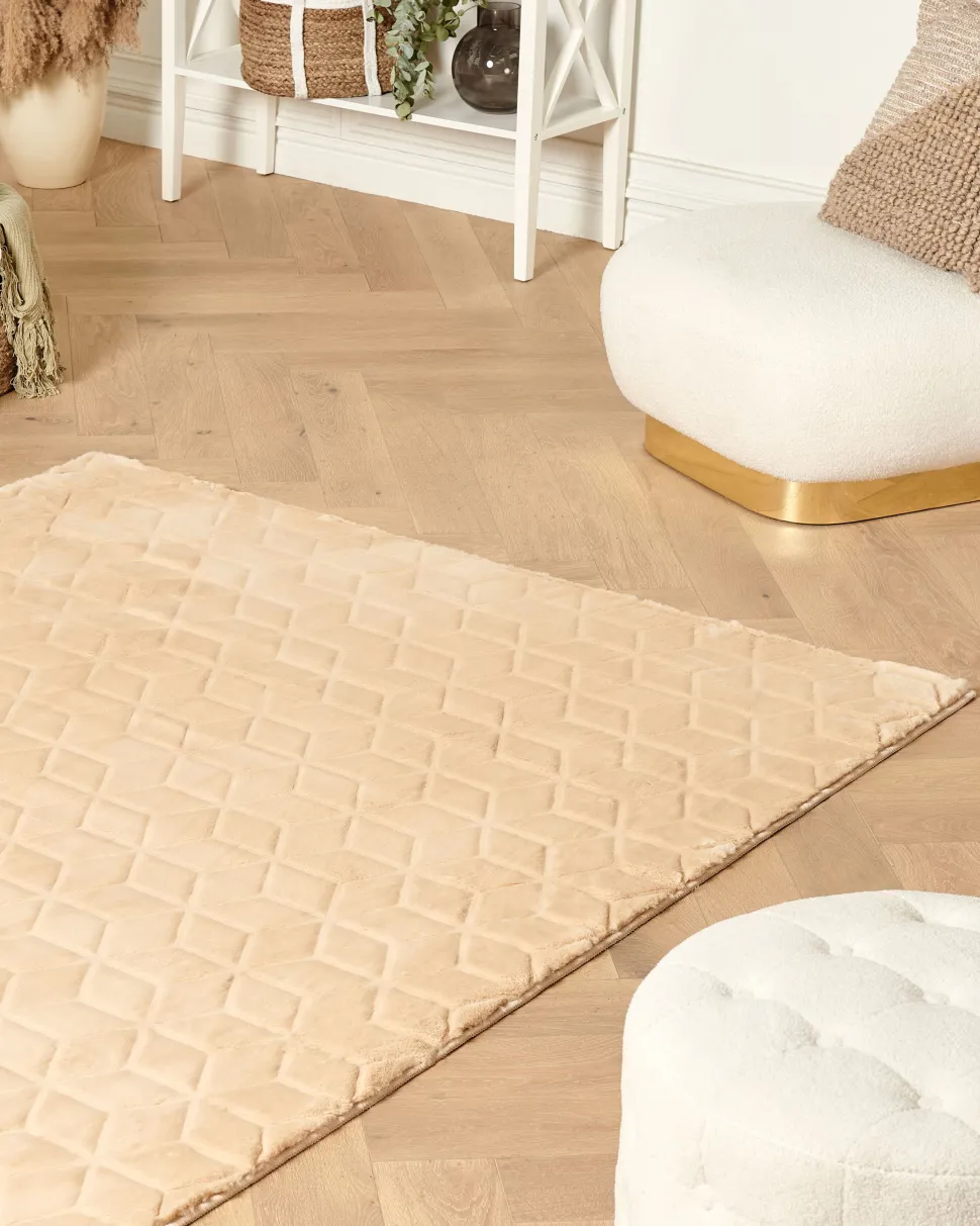 Tapete Em Pele Sintetica De Coelho Creme 160 X 230 Cm Thatta