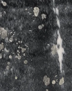 Tapete Em Pele Sintetica De Vaca Preta E Branca E Dourado 150 X 200 Cm Bogong