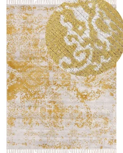 Tapete Em Viscose Amarelo E Creme 160 X 230 Cm Boyali